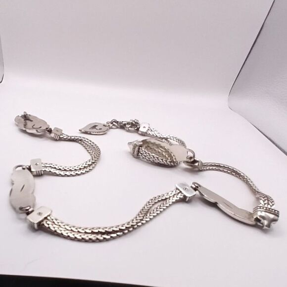 Brighton vintage silver-tone metal chain-link belt 32" extends to 36" - Picture 9 of 11